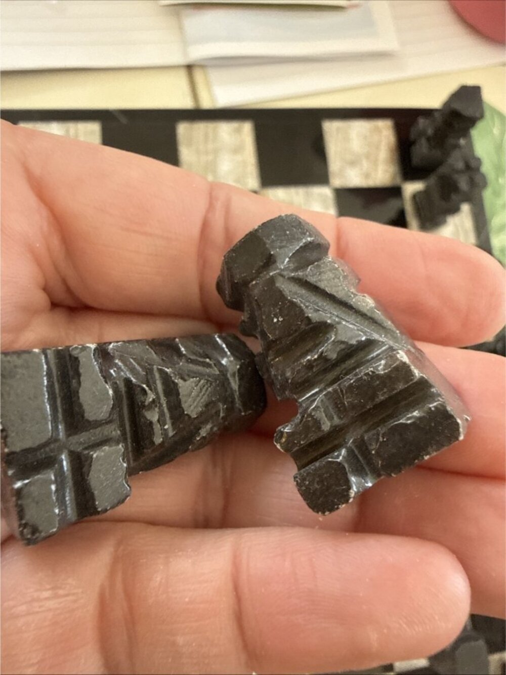 Vtg Carved White & Black Onyx Marble Stone Aztec Chess Set Board Complete 10 in - Picture 13 of 16